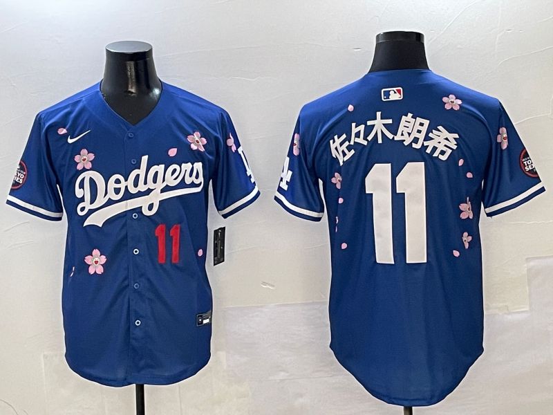 Men Los Angeles Dodgers 11 R.Sasaki Blue Sakura Edition 2025 Nike MLB Jersey style 3